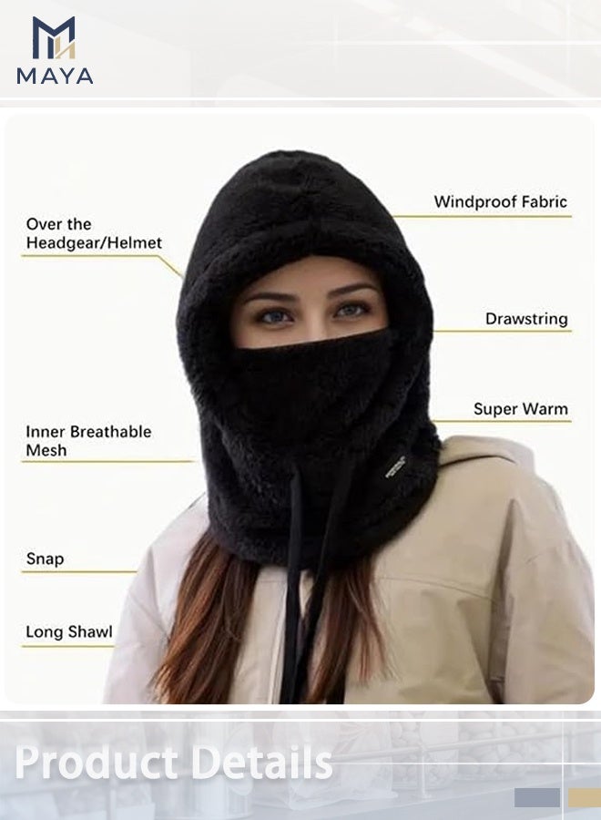 Maya Thermal Ski Mask, Unisex Warm Fleece Hat, Windproof Head Cover Hooded Neck Warmer, Adjustable Winter Mask for Men and Women - Image 4